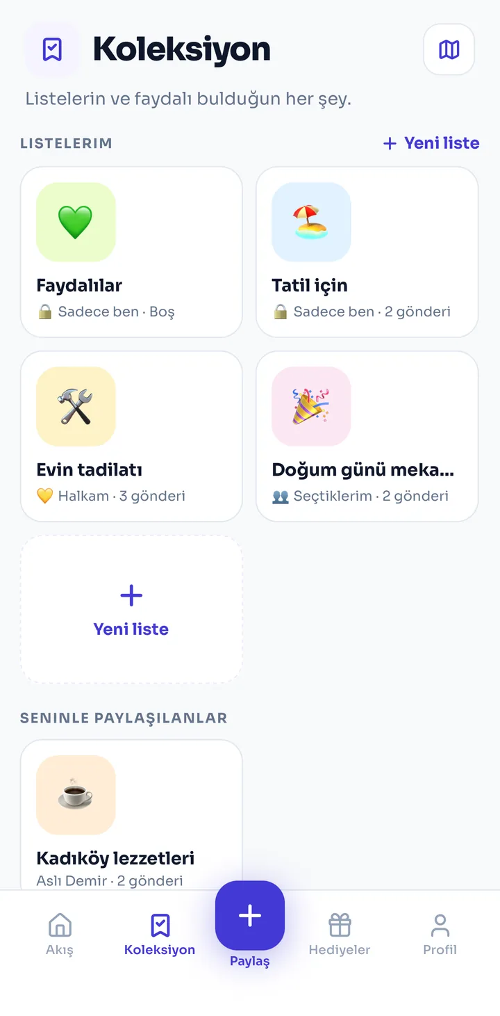Koleksiyon listeleri
